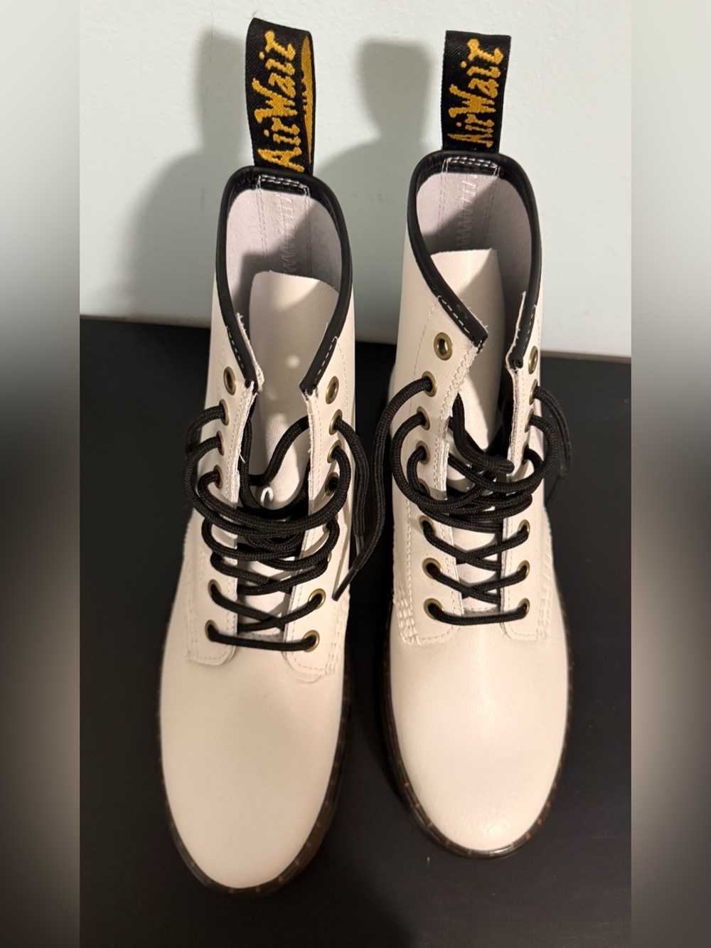 Dr. Martens Bouncing Soles White smooth Leather with Black accents NWOB!